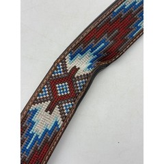 Nocona Western Leather Belt Embroidered Brown Silver Buckle 38
