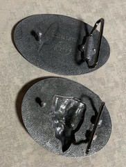 Set of 2 Landsun Western Belt Buckles, Howling Wolf And Floral Design NWB