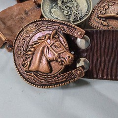Lost-Wax Casting Brass & Copper Horseshoe-Design Belt Buckle (Belt Not Included)