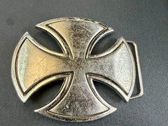 Maltese Iron Cross Religious Gothic Punk Vibe Silver Color Cutout Belt Buckle