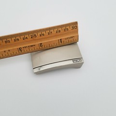 Silver Tone 2.5&Prime; x 1.75&Prime; Belt Buckle Square Marked ITALY for 40cm Belt or 1 5/8&Prime;