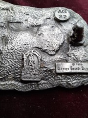 Screaming Eagle on motorcycle Enameled Belt Buckle Arroyo Grande Buckle Co 1989