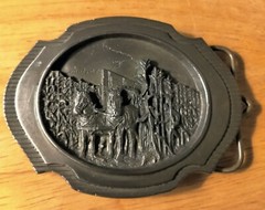 1989 Belt Buckle Corn Picking Iowa Premium Specialty CO. Pewter