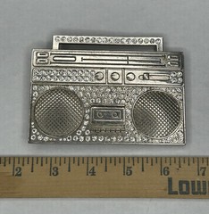 Cassette Tape Music Boom Box Rhinestones HIP HOP Rock Fashion Metal Belt Buckle