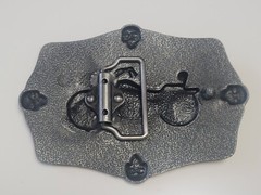 Silver Finish Biker XL Belt Buckle American Biker Belt Buckle US Flag Motorcycle