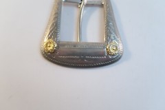Vintage Silver and Gold Belt Buckle Made in Taiwan 2.5&Prime; Tall