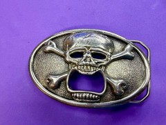 Creepy Skull Cross Bones Cosplay Gothic Punk Belt Buckle with Bottle Opener