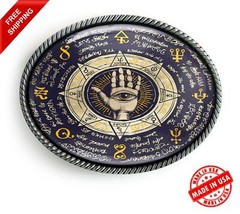 Ancient Runes Belt Buckle – Esoteric Spiritual Seeing Eye Handmade Buckle – 27