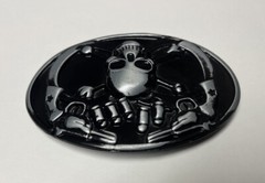 Skull and Crossbones, Black/Silver Metal Motorcycle Biker Belt Buckle