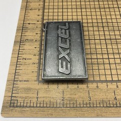 Excel Belt Buckle Metal Pewter tone Raised Lettering Made in USA Vintage