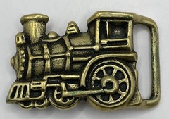 VINTAGE Solid Brass Train Belt Buckle Locomotive Engine Steam