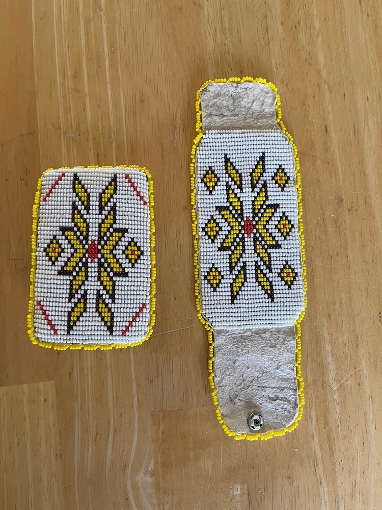 Native American Beaded belt buckle and Cuff Set
