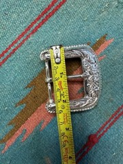 Vintage Western Cowgirl Floral Engraved Belt Buckle Rope Edge 41g