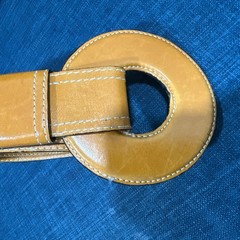Bottega Veneta Y2K Wide Cognac Leather Large Circle Buckle Belt Made In Italy