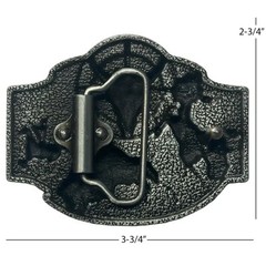 Indian American Warriors Hunting Bison Scene Western Belt Buckle