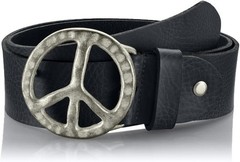 Dark Silver Peace Belt Buckle, Vintage Interchangeable Buckle in Retro Style