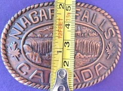 VTG COPPER TONE NIAGARA FALLS BELT BUCKLE CANADA SOUVENIR METAL waterfalls EUC!