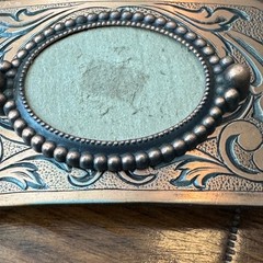 Western Floral Scroll Belt Buckle Copper Tone Beaded Oval Center DIY
