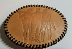 Leather Oval Soldiers Stamped Belt Buckle