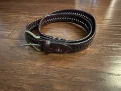Vintage Tommy Hilfiger Mens Leather Trim Braided Laced Belt Brown Size 40