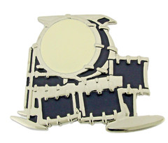 Drum Drums Kit Music Rock Roll Belt BUCKLE HIP HOP Silver Chrome Retro Musician