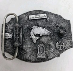 Vintage Arrow Creek I&rsquo;d Rather Be Fishing Belt Buckle Mens Silver Western Trout