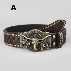 Western Cowboy Belt New Pu Leather Mens Vintage Waist Belt Buckle Belt Mens Belt