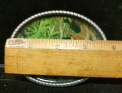 Great/Fun/Fashionable Pewter Tone Belt Buckle Enamel Leaves Camouflage Outdoors