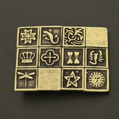 Belt Buckle Dragonfly, Crown, Pentagram, Bone, Gecko, Antique Brass