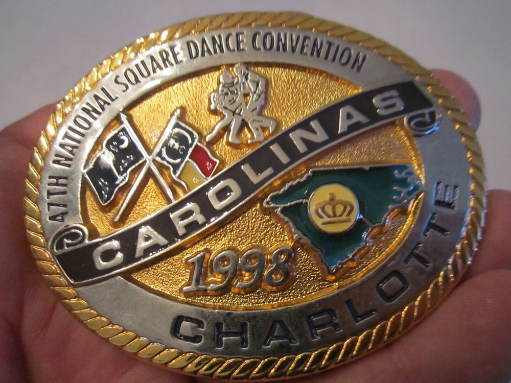 1998 CHARLOTTE CAROLINA&rsquo; 4TH NATIONAL SQUARE DANCE CONVENTION BELT BUCKLE GW-12