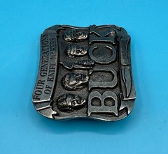 VINTAGE **FOUR GENERATIONS OF KNIFE MAKERS – BUCK KNIVES** BELT BUCKLE