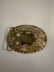 Men&rsquo;s Western Cowboy Oval Belt Buckle Gold/Silver Engraved Floral Boots