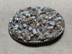Western Style Belt Buckle Mother of Pearl Inspired Mosaic Oval Interchangeable