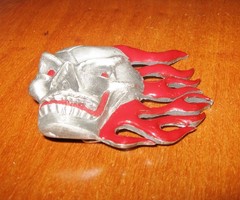 Flaming Skull Belt Buckle Blood Red Angry Skull Goth Halloween Biker Buckle