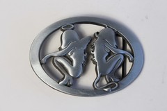 Angel Girl Devil Girl Metal Belt Buckle Trucker