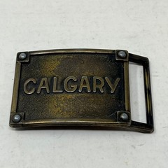 Vintage Calgary Cabada Belt Buckle Brass Tone Souvenir Western Cowboy