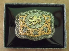 CRUMRINE COWBOY SKULL WESTERN BELT BUCKLE