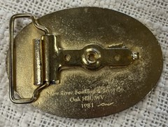 1981 New River Banking And Trust Company Blank Gold Toned Country Belt Buckle
