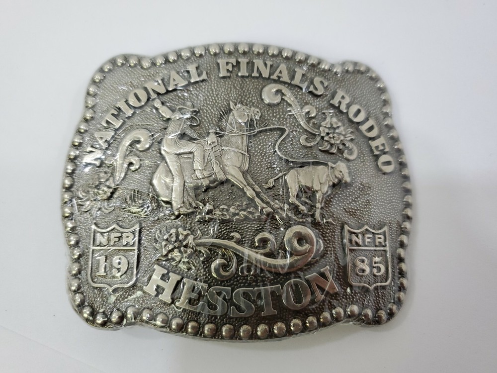 National Finals Rodeo Hesston 1985 NFR Adult Cowboy Buckle, Vintage Sealed
