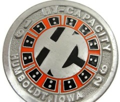 1992 HC High Capacity Humboldt Iowa Belt Buckle Red Black Limited Ed Farm Advert