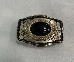 Gold Color Oval Western Natural Black Onyx Cabochon Cab Belt USA Made