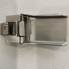 Belt Buckle Marked “Italy” Lion Face In Round, Scrolled Circle