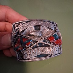 AMERICAN BY BIRTH SOUTHERN BY THE GRACE OF GOD Belt Buckle berganot made in usa
