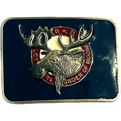 Loyal Order of Moose PAP Belt Buckle Cast Metal Epoxy Front 2013 – Moose Club