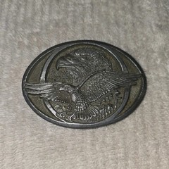 The Great American Buckle Co. Silver Eagle Oval Western Belt Buckle 1.75in