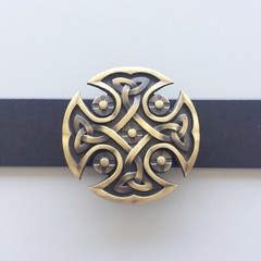 Antique Bronze Plated Celtic Knot Cross Vintage Belt Buckle