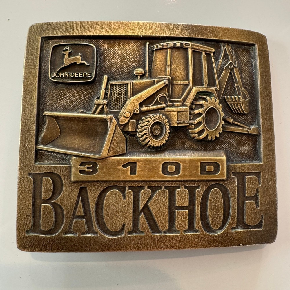 John Deere 310D Backhoe Belt Buckle Vintage Brass Heavy Equipment 1994Tractor