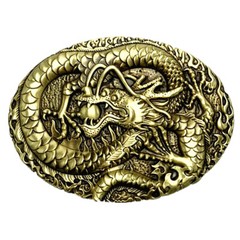 Chinese Dragon Solid Brass Mens Belt Buckle Western Cowboy Vintage Antique