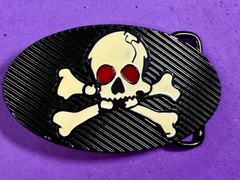 Creepy Red Eyes Skull Crossbones Halloween Gothic Punk Vibe Enameled Belt Buckle