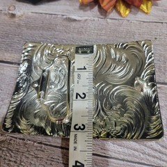 Centenario Cowboy Belt Buckle Western Hebilla Rodeo Silver & Gold Faux 50 Peso